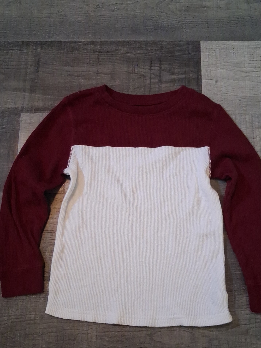 Cat & Jack Maroon and White Two-Tone Long Sleeve Tee